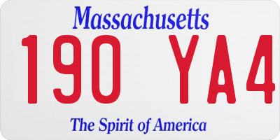 MA license plate 190YA4