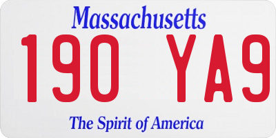 MA license plate 190YA9