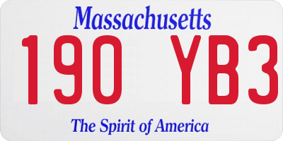 MA license plate 190YB3