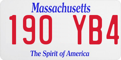 MA license plate 190YB4