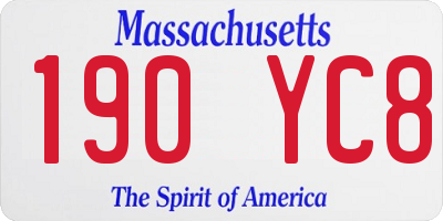 MA license plate 190YC8