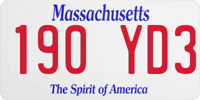 MA license plate 190YD3