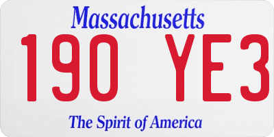 MA license plate 190YE3