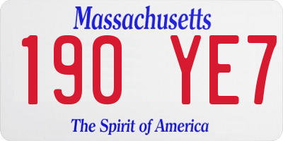 MA license plate 190YE7