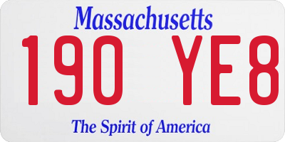 MA license plate 190YE8