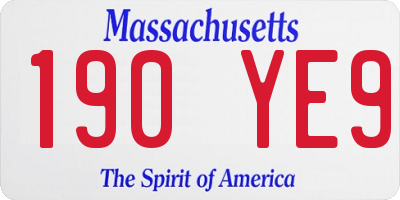 MA license plate 190YE9