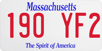 MA license plate 190YF2