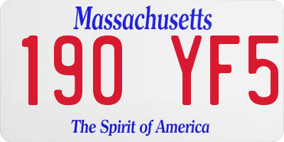 MA license plate 190YF5