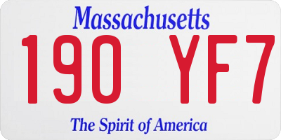 MA license plate 190YF7
