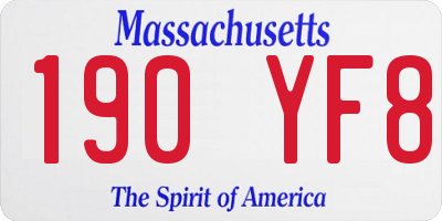 MA license plate 190YF8