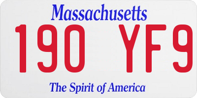 MA license plate 190YF9