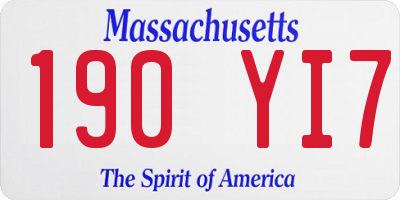 MA license plate 190YI7