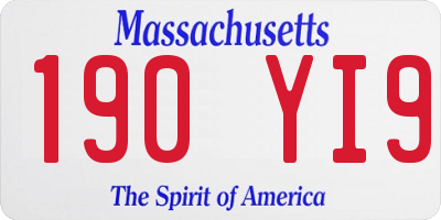 MA license plate 190YI9