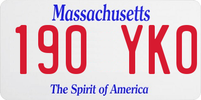 MA license plate 190YK0