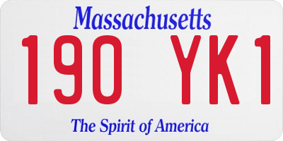 MA license plate 190YK1