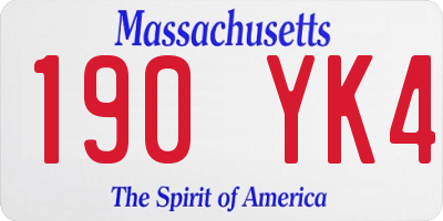 MA license plate 190YK4