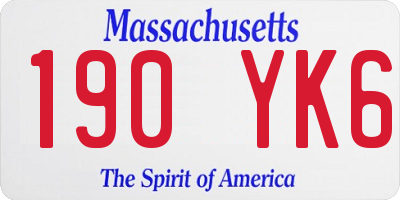 MA license plate 190YK6