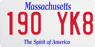 MA license plate 190YK8