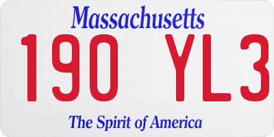 MA license plate 190YL3