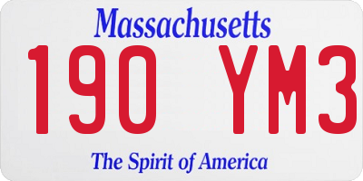 MA license plate 190YM3