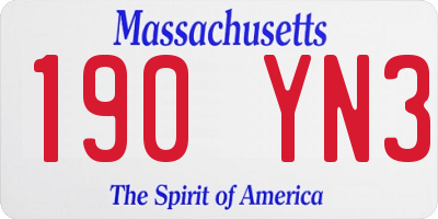 MA license plate 190YN3