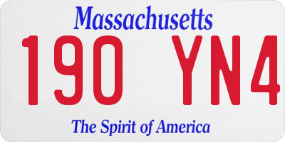 MA license plate 190YN4