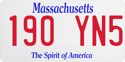 MA license plate 190YN5