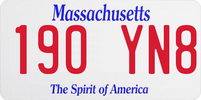 MA license plate 190YN8