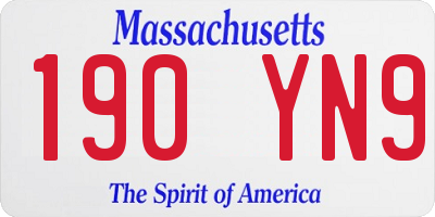 MA license plate 190YN9