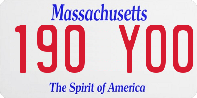 MA license plate 190YO0