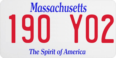 MA license plate 190YO2