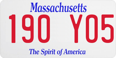 MA license plate 190YO5