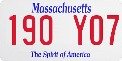 MA license plate 190YO7