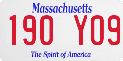 MA license plate 190YO9
