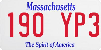 MA license plate 190YP3