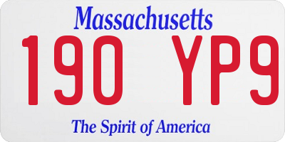 MA license plate 190YP9