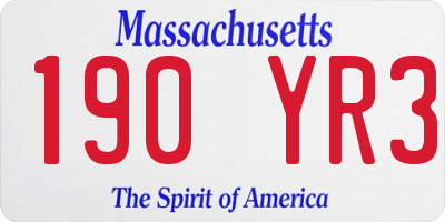 MA license plate 190YR3