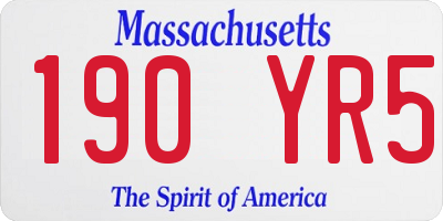 MA license plate 190YR5