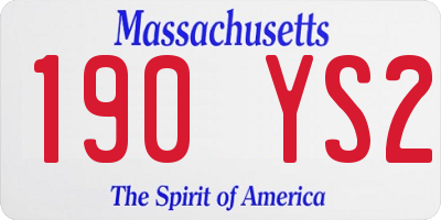 MA license plate 190YS2