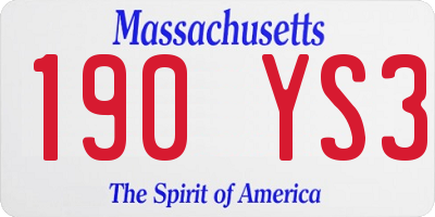 MA license plate 190YS3