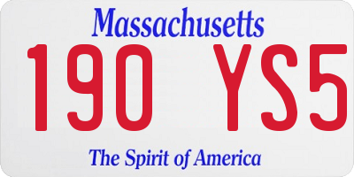 MA license plate 190YS5