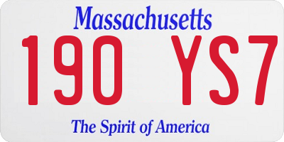 MA license plate 190YS7