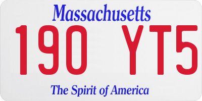 MA license plate 190YT5