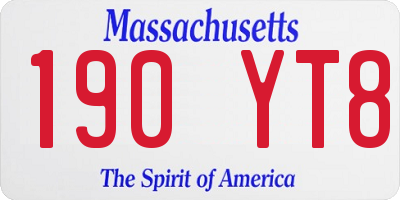 MA license plate 190YT8