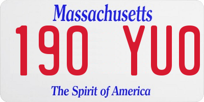 MA license plate 190YU0