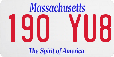 MA license plate 190YU8