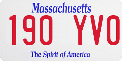 MA license plate 190YV0