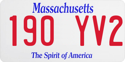 MA license plate 190YV2