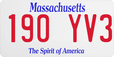 MA license plate 190YV3