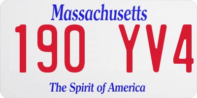 MA license plate 190YV4